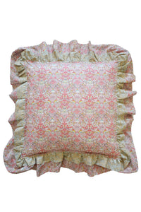 Double Ruffle Cushion made with Liberty Fabric STRAWBERRY THIEF SPRING - Coco & Wolf