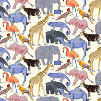 Drawstring Bag made with Liberty Fabric QUEUE FOR THE ZOO - Coco & Wolf