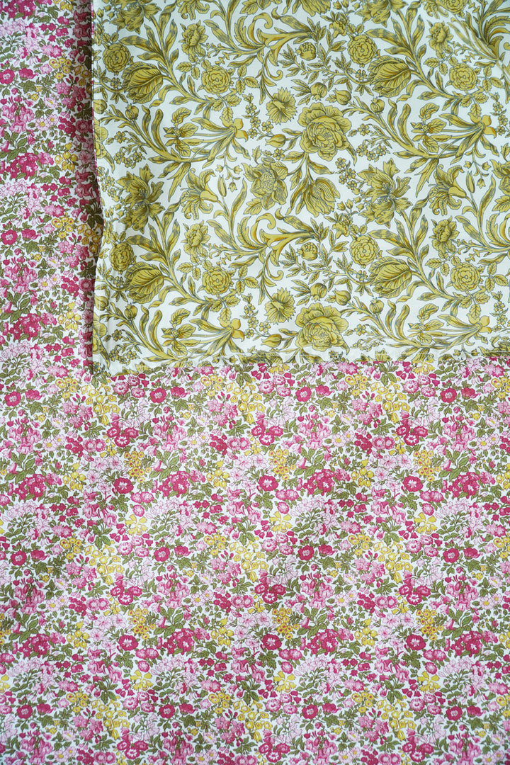 Bedding made with Liberty Fabric PENSTEMON & SAMBOURNE YELLOW