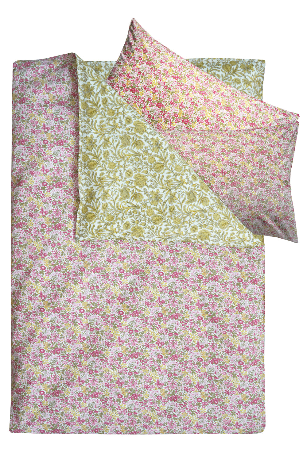 Bedding made with Liberty Fabric PENSTEMON & SAMBOURNE YELLOW