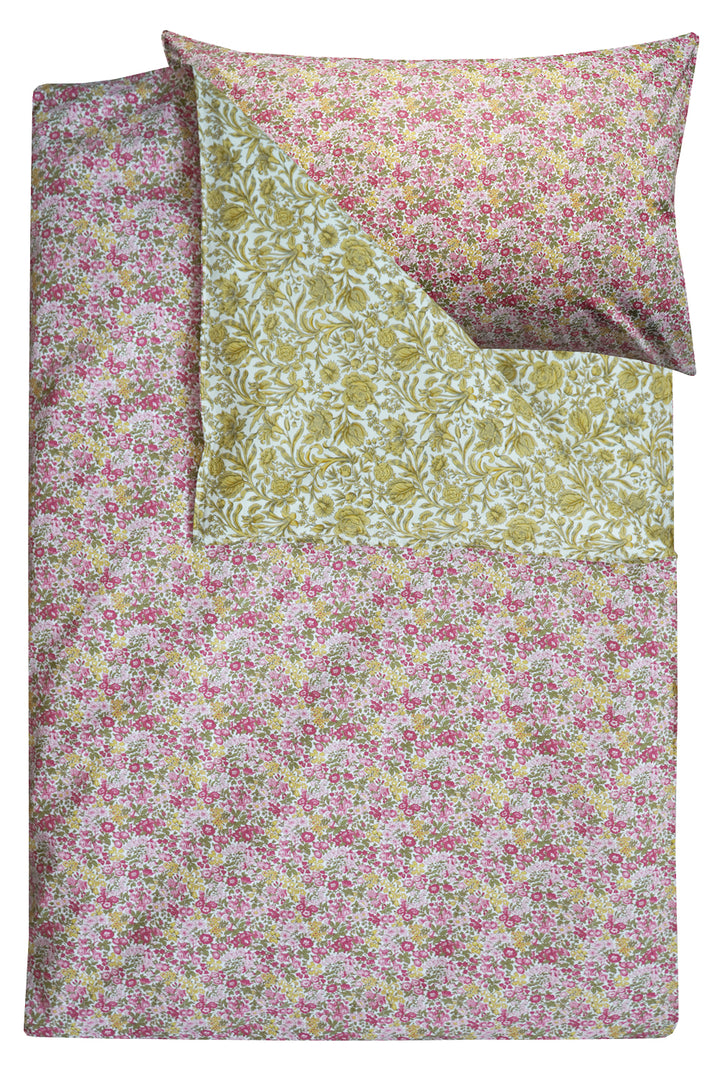 Bedding made with Liberty Fabric PENSTEMON & SAMBOURNE YELLOW