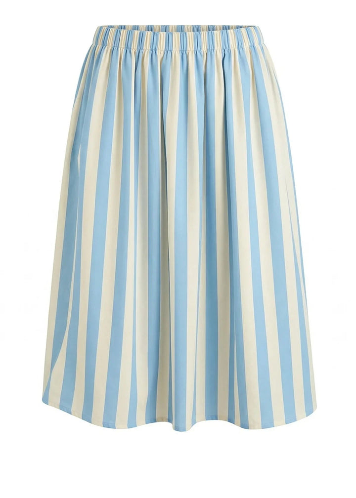 Blue and white striped skirt on a white background