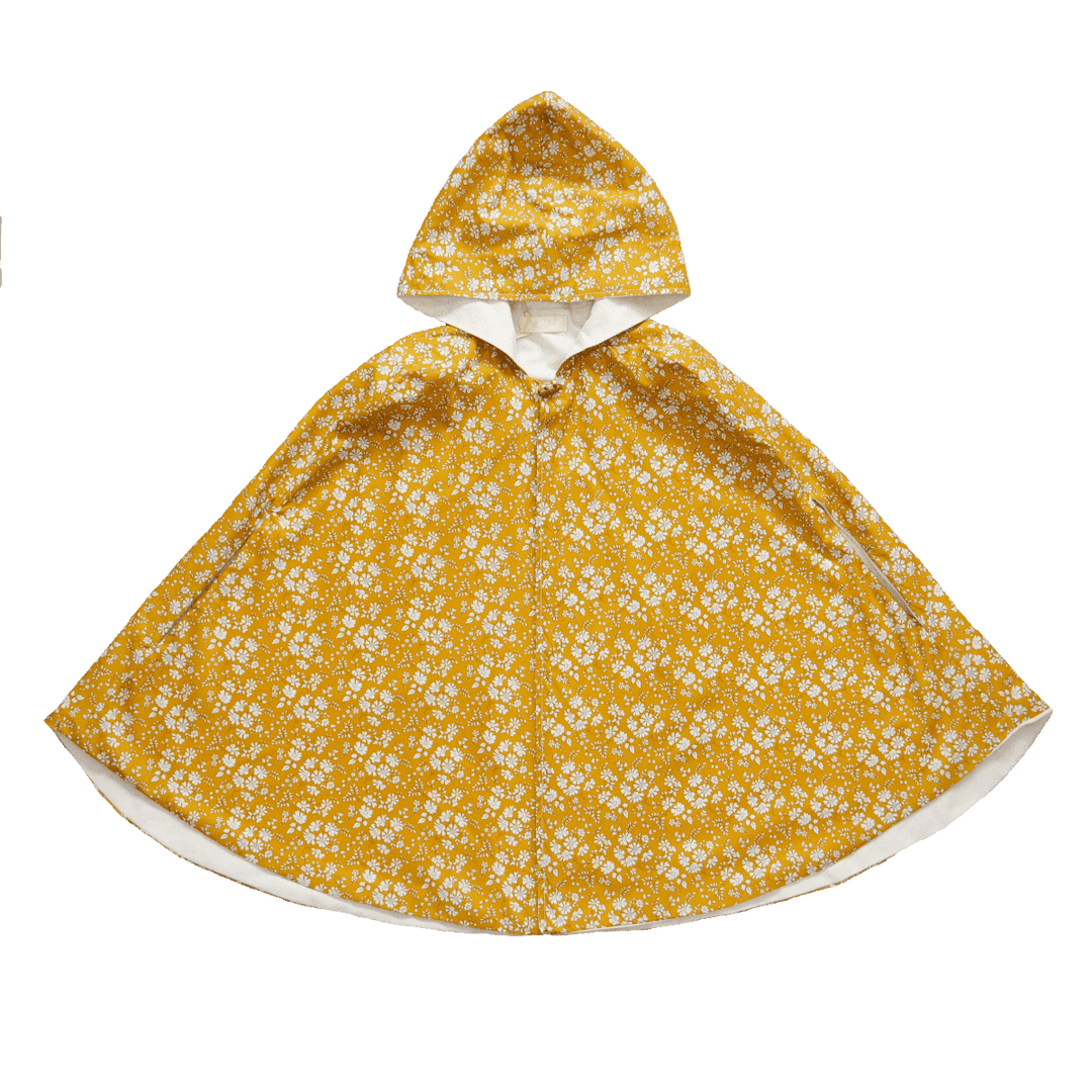 Fable Heart Hooded Cape made with Liberty Fabric CAPEL MUSTARD - Coco & Wolf