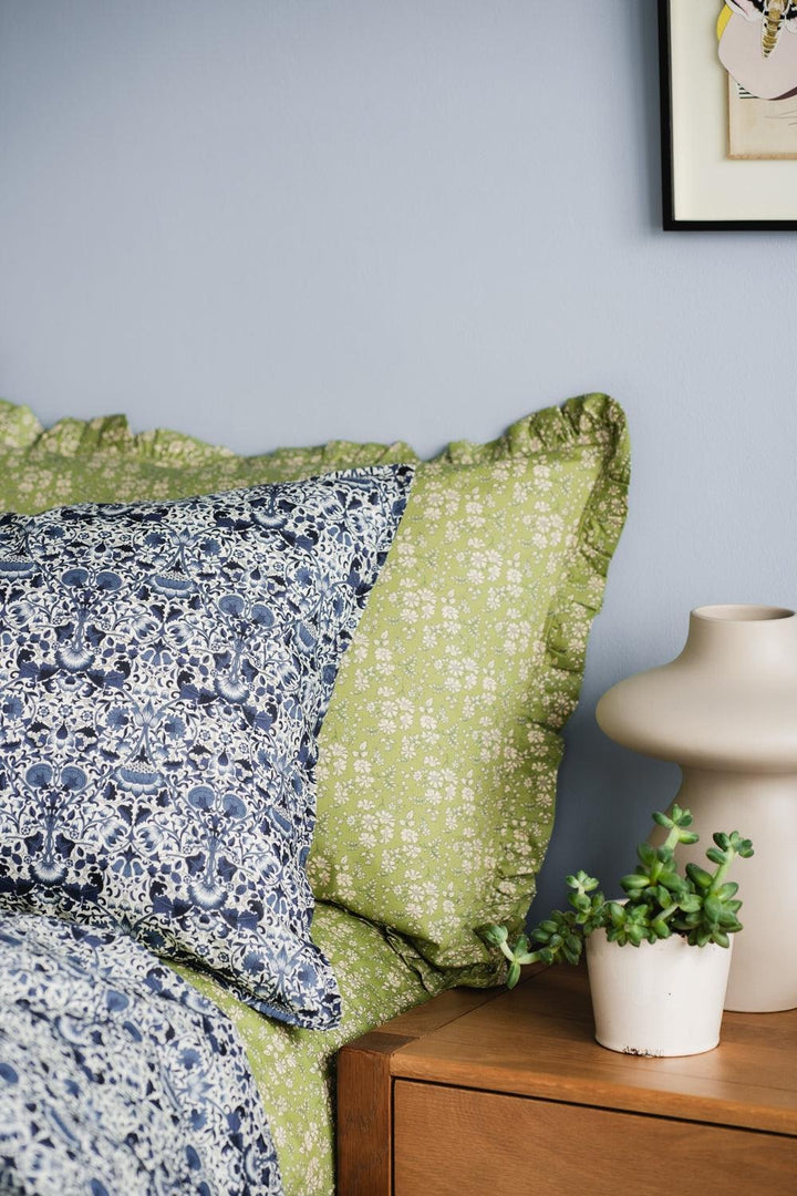 Fitted Sheet made with Liberty Fabric CAPEL PISTACHIO