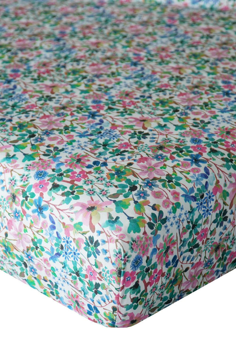 Fitted Sheet made with Liberty Fabric DREAMS OF SUMMER