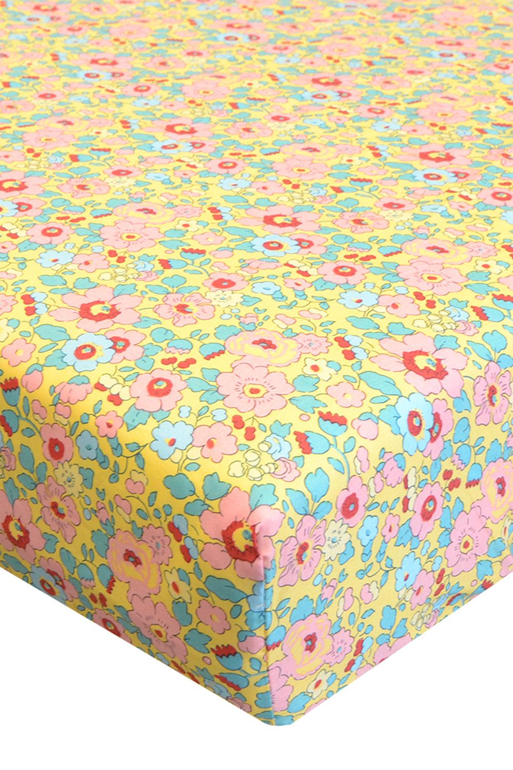 Fitted Sheet made with Liberty Fabric BETSY SUNFLOWER - Coco & Wolf