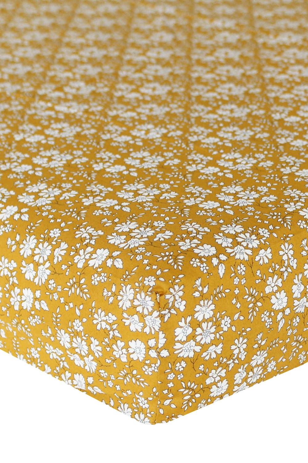 Fitted Sheet made with Liberty Fabric CAPEL MUSTARD - Coco & Wolf