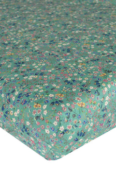 Fitted Sheet made with Liberty Fabric DONNA LEIGH GREEN