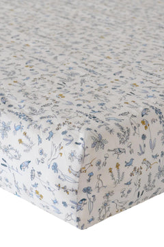 Fitted Sheet made with Liberty Fabric THEO BLUE