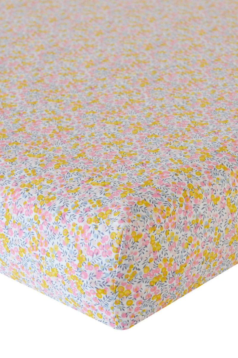 Fitted Sheet made with Liberty Fabric WILTSHIRE BUD PINK - Coco & Wolf