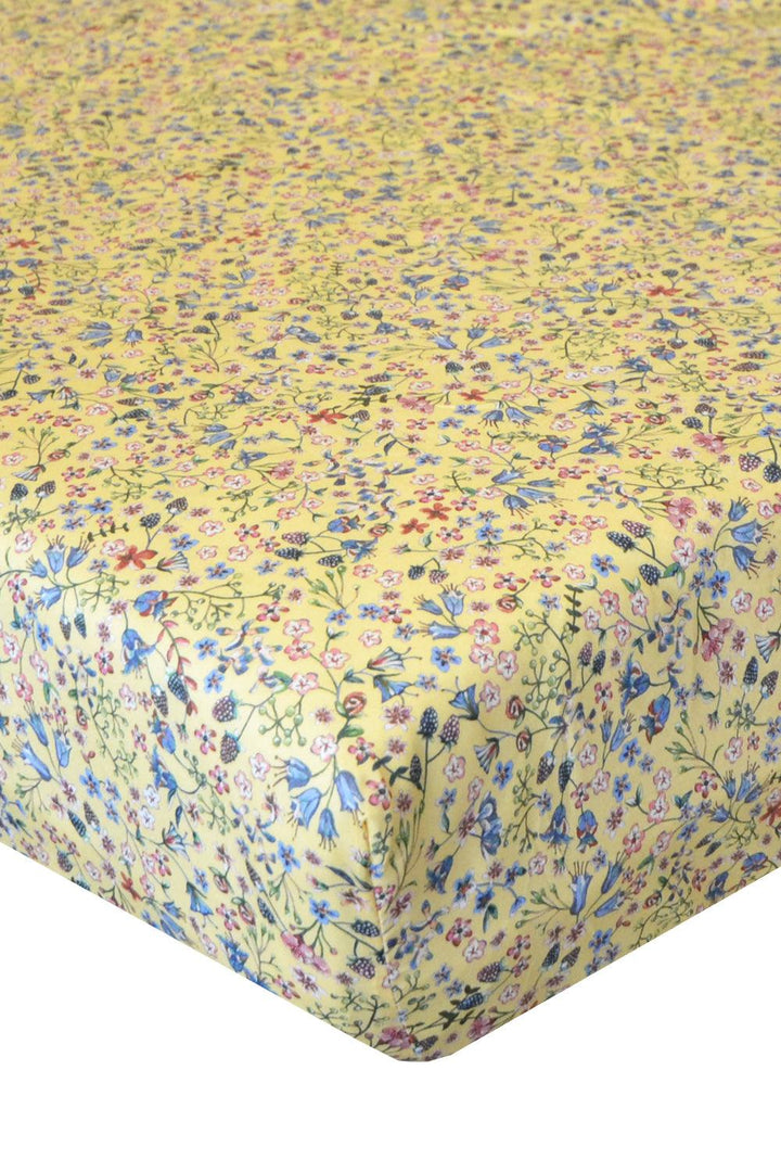 Fitted Sheet made with Organic Liberty Fabric DONNA LEIGH YELLOW - Coco & Wolf