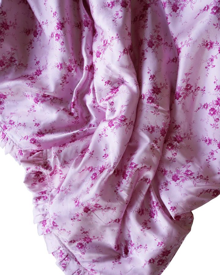 Bridgerton Reversible Ruffle Edge Heirloom Quilt made with Liberty Fabric AMELIE LUISE PINK & POSEY CORSAGE YELLOW