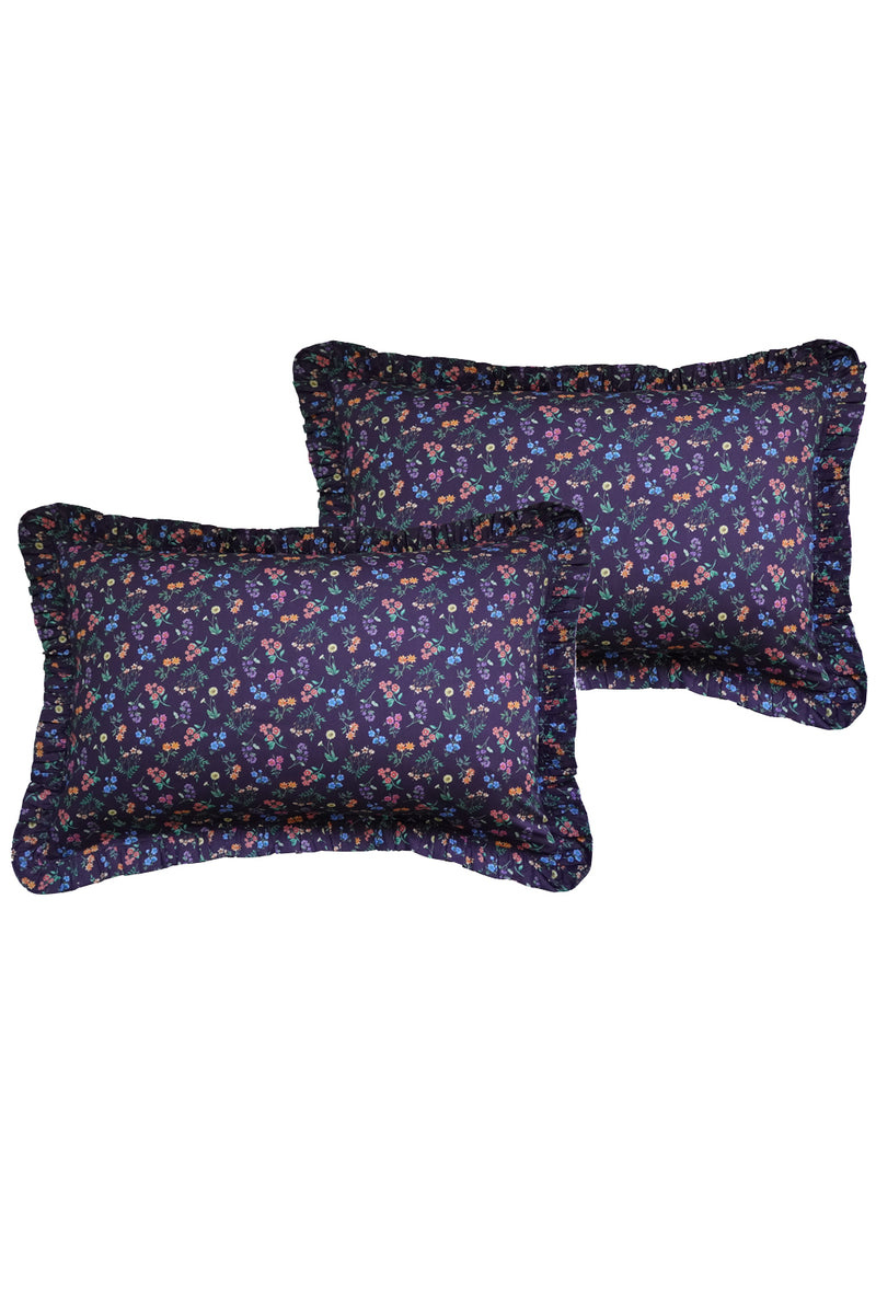 Gathered Edge Pillowcase made with Liberty Fabric ANNIE MIDNIGHT