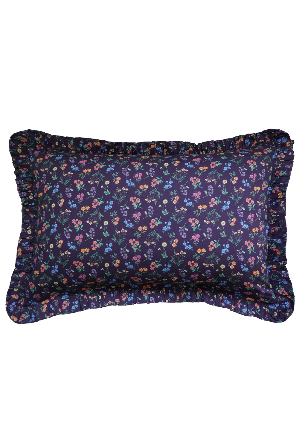 Gathered Edge Pillowcase made with Liberty Fabric ANNIE MIDNIGHT