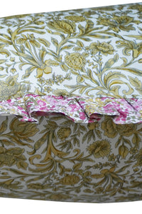 Gathered Edge Pillowcase made with Liberty Fabric PENSTEMON & SAMBOURNE YELLOW