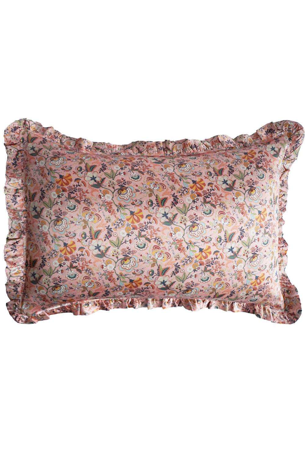 Frill Silk Pillowcase made with Liberty Fabric MABELLE HALL PINK - Coco & Wolf