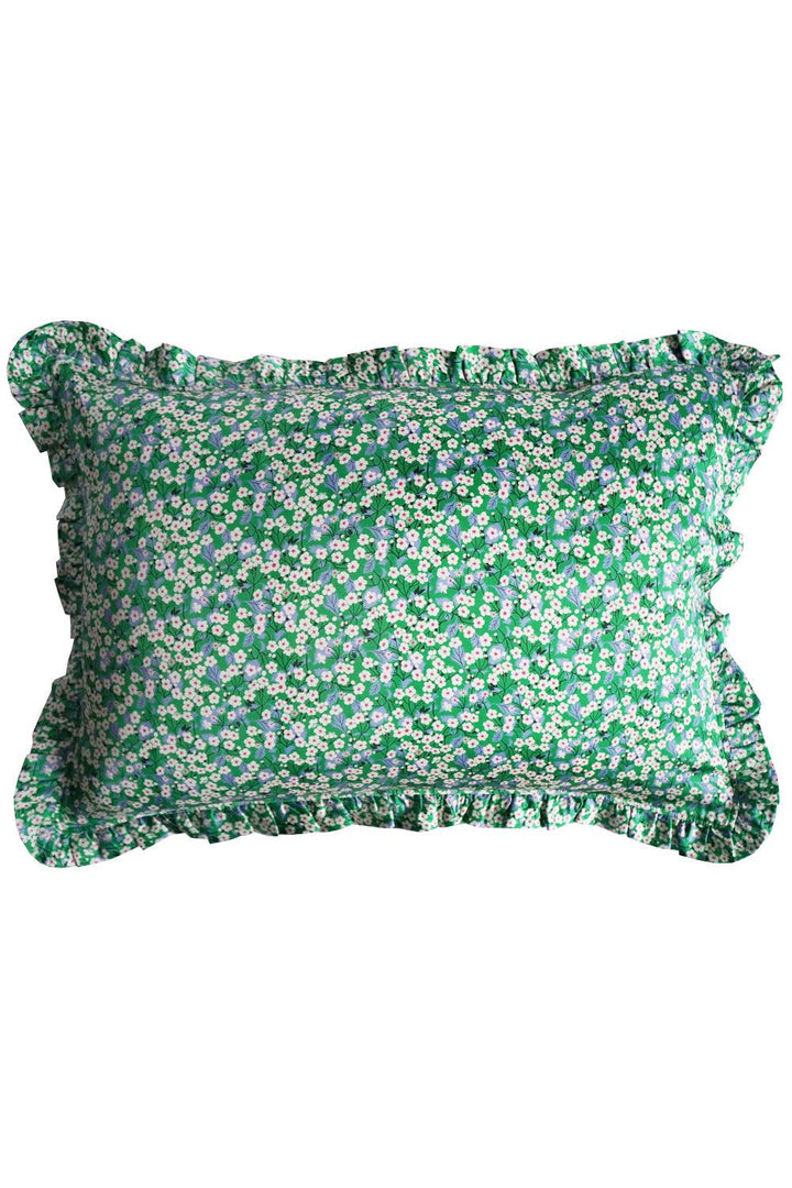 Frill Silk Pillowcase made with Liberty Fabric MITSI EMERALD - Coco & Wolf