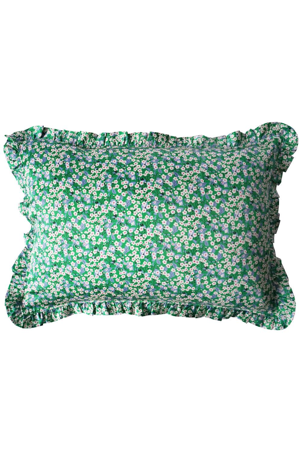 Frill Silk Pillowcase made with Liberty Fabric MITSI EMERALD - Coco & Wolf