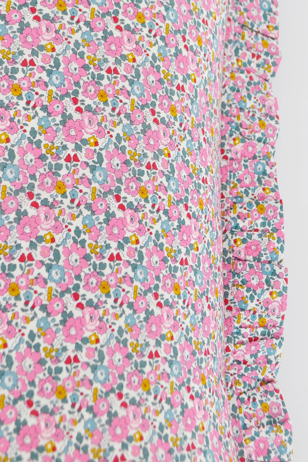 Gathered Edge Pillowcase made with Liberty Fabric BETSY ANN PINK - Coco & Wolf