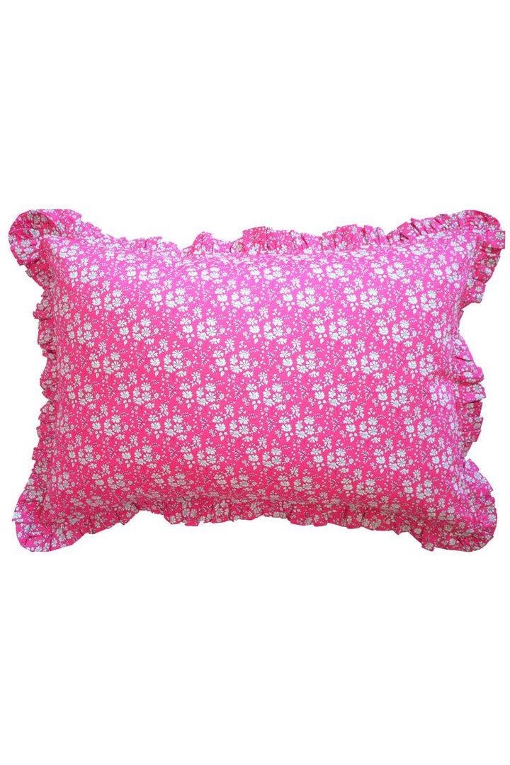 Gathered Edge Pillowcase made with Liberty Fabric CAPEL FUCHSIA - Coco & Wolf