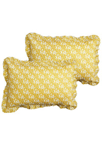 Gathered Edge Pillowcase made with Liberty Fabric CAPEL MUSTARD - Coco & Wolf