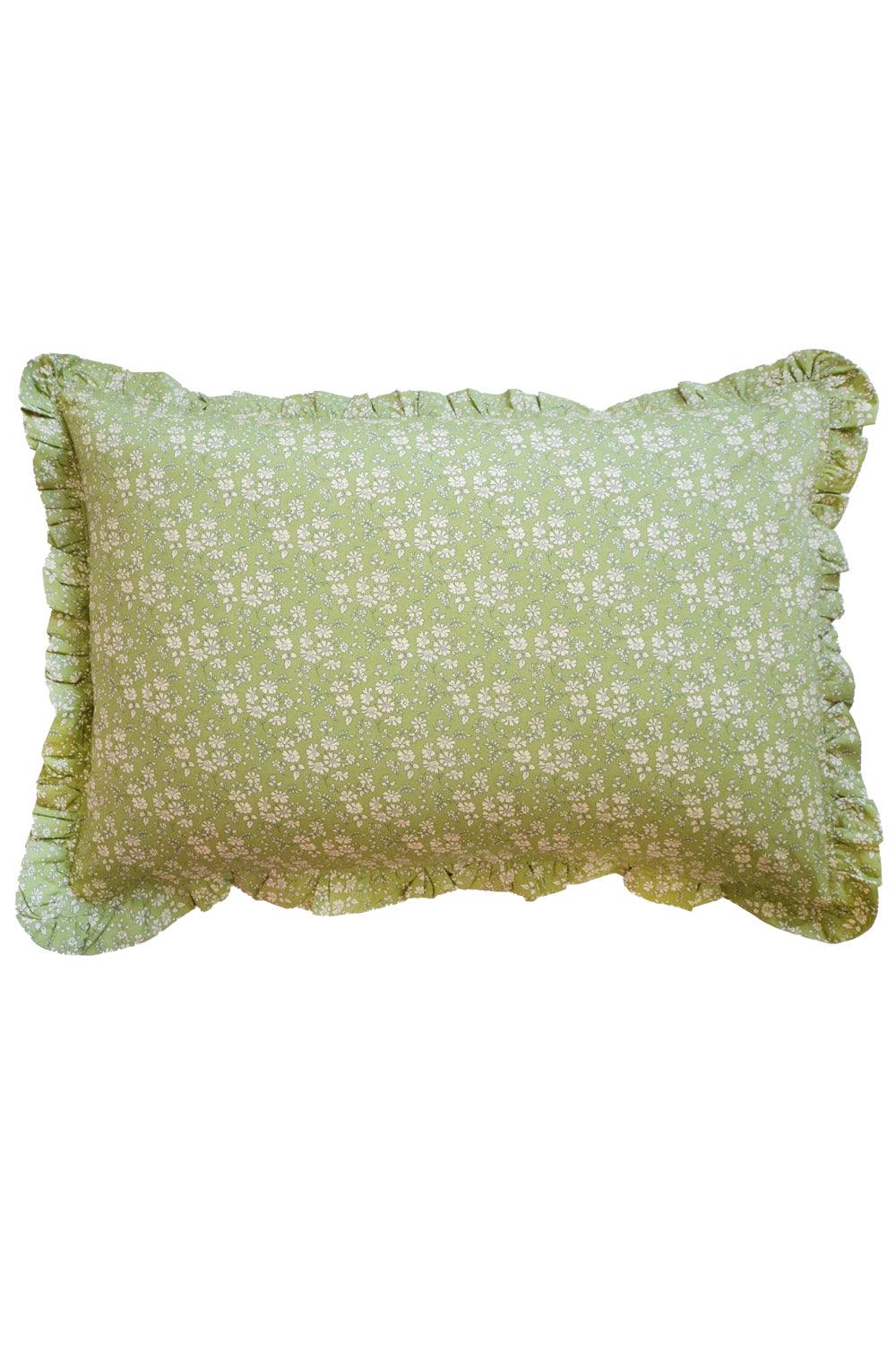 Gathered Edge Pillowcase made with Liberty Fabric CAPEL PISTACHIO - Coco & Wolf