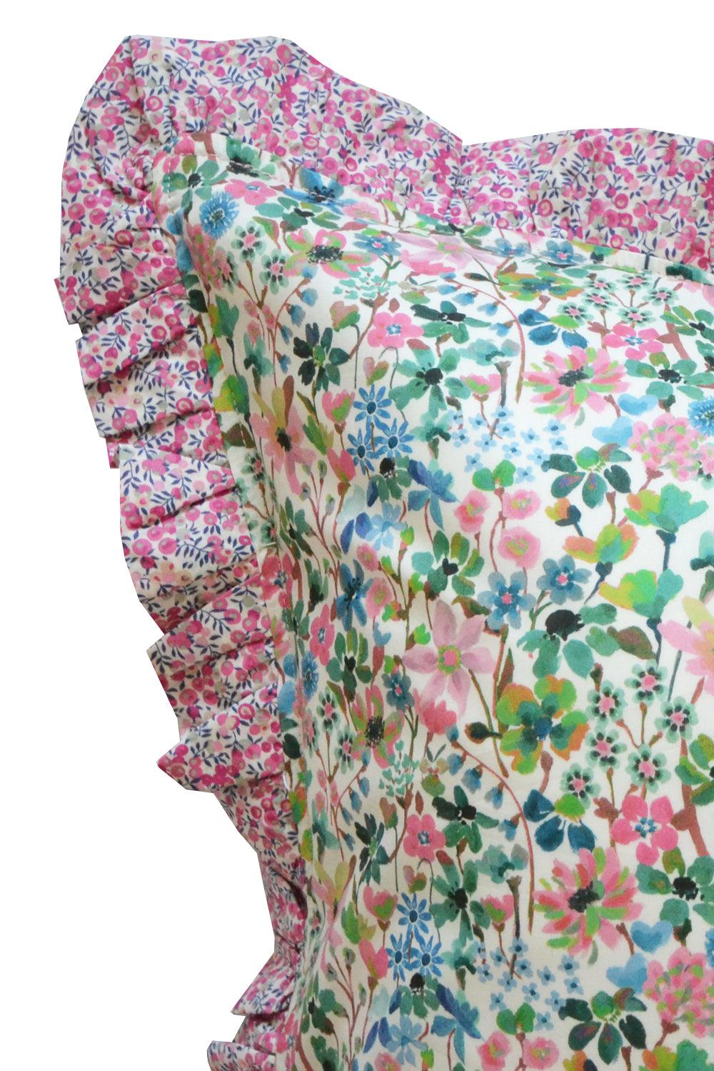 Gathered Edge Pillowcase made with Liberty Fabric DREAMS OF SUMMER - Coco & Wolf