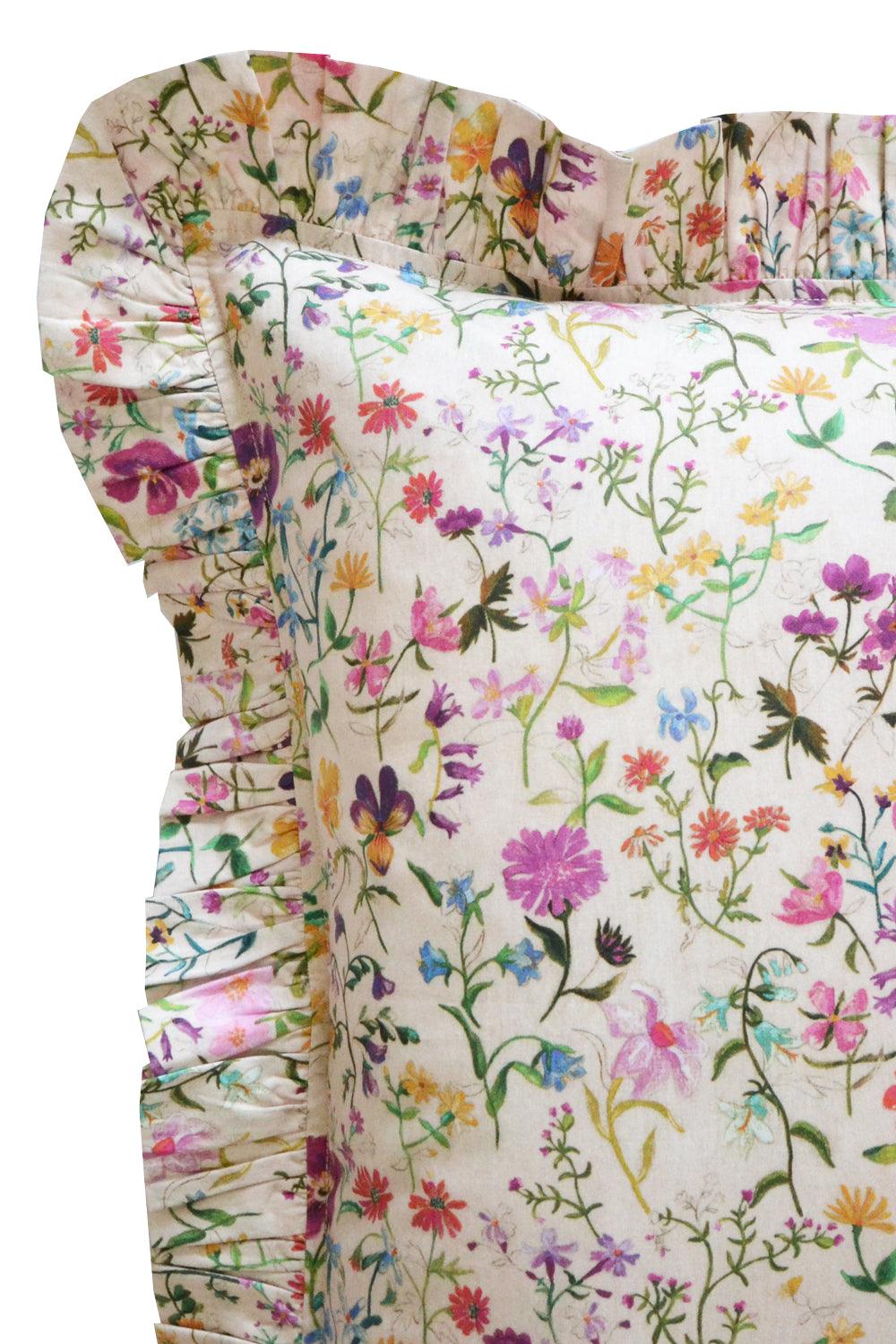 Gathered Edge Pillowcase made with Liberty Fabric LINEN GARDEN - Coco & Wolf