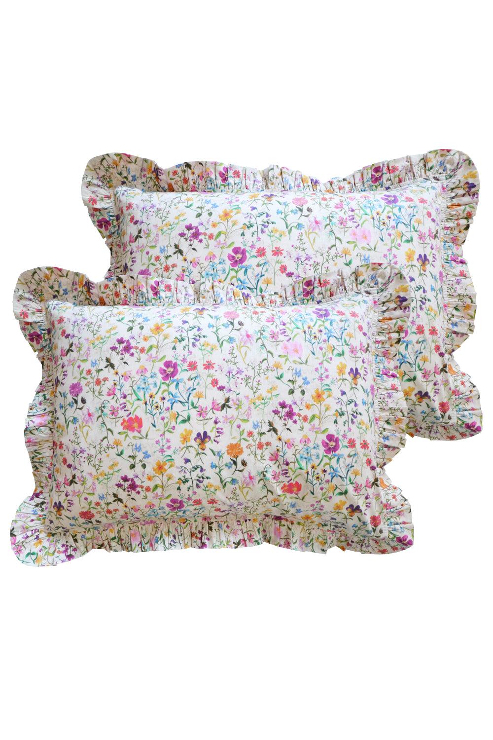 Gathered Edge Pillowcase made with Liberty Fabric LINEN GARDEN - Coco & Wolf