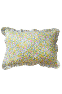 Gathered Edge Pillowcase made with Organic Liberty Fabric BETSY CITRUS & MEADOWLAND - Coco & Wolf