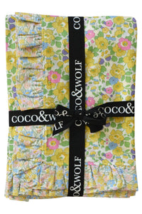 Gathered Edge Pillowcase made with Organic Liberty Fabric BETSY CITRUS & MEADOWLAND - Coco & Wolf