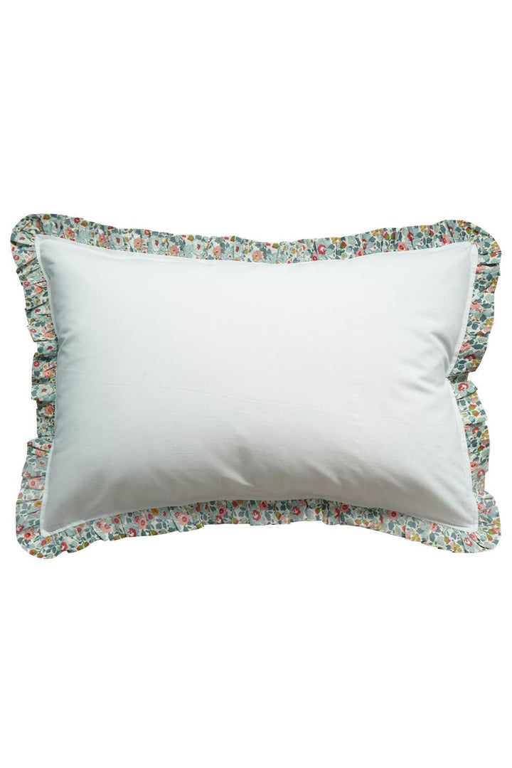 Frill Edge White Bedding made with Liberty Fabric BETSY GREY