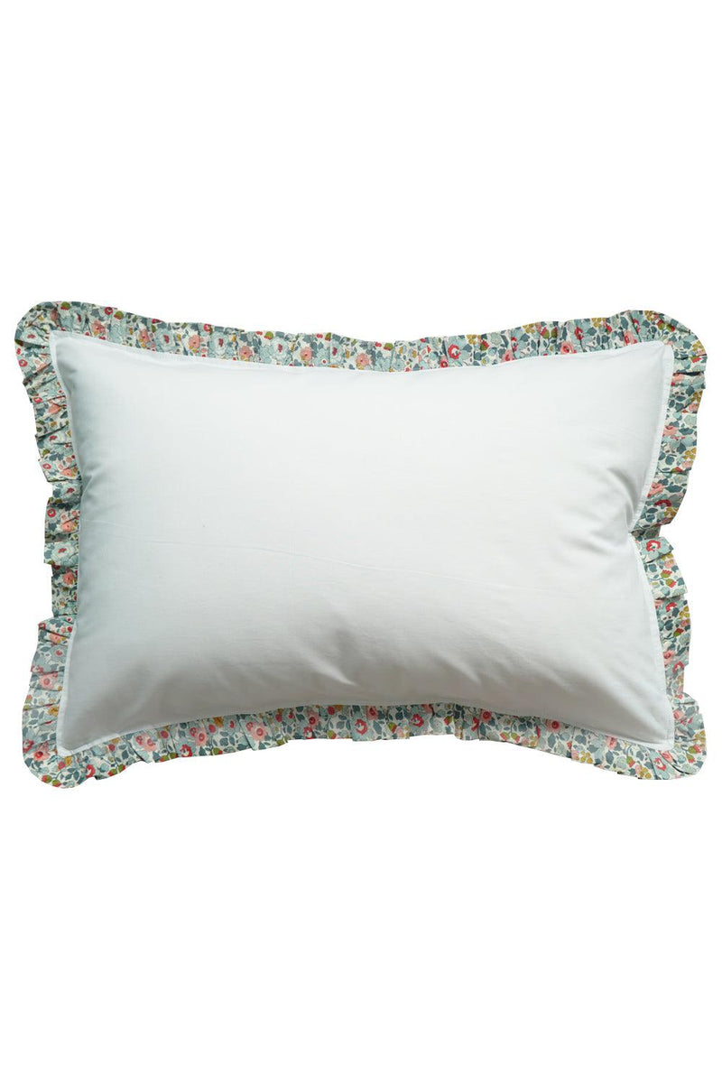 Bedding in White made with Liberty Fabric BETSY GREY