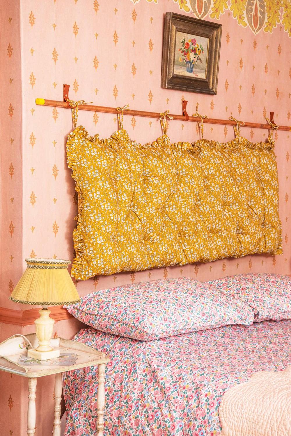 Hanging Headboard made with Liberty Fabric CAPEL MUSTARD - Coco & Wolf