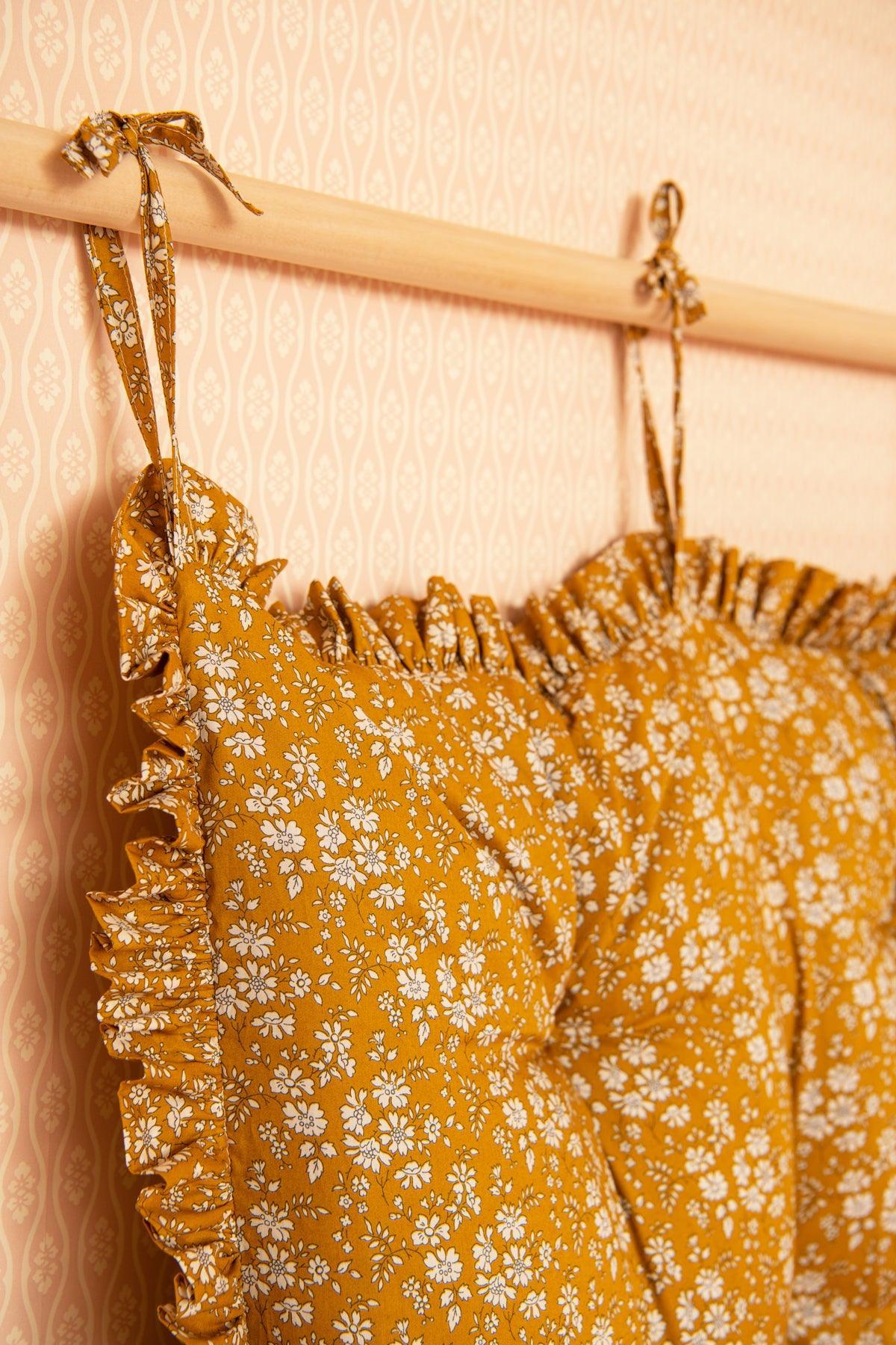 Hanging Headboard made with Liberty Fabric CAPEL MUSTARD – Coco & Wolf