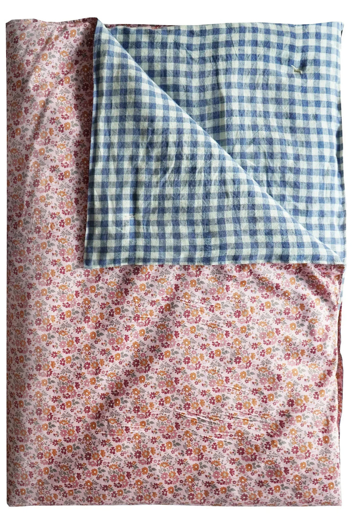 Reversible Heirloom Quilt made with Liberty Fabric CAPEL FLORET & GINGHAM LINEN