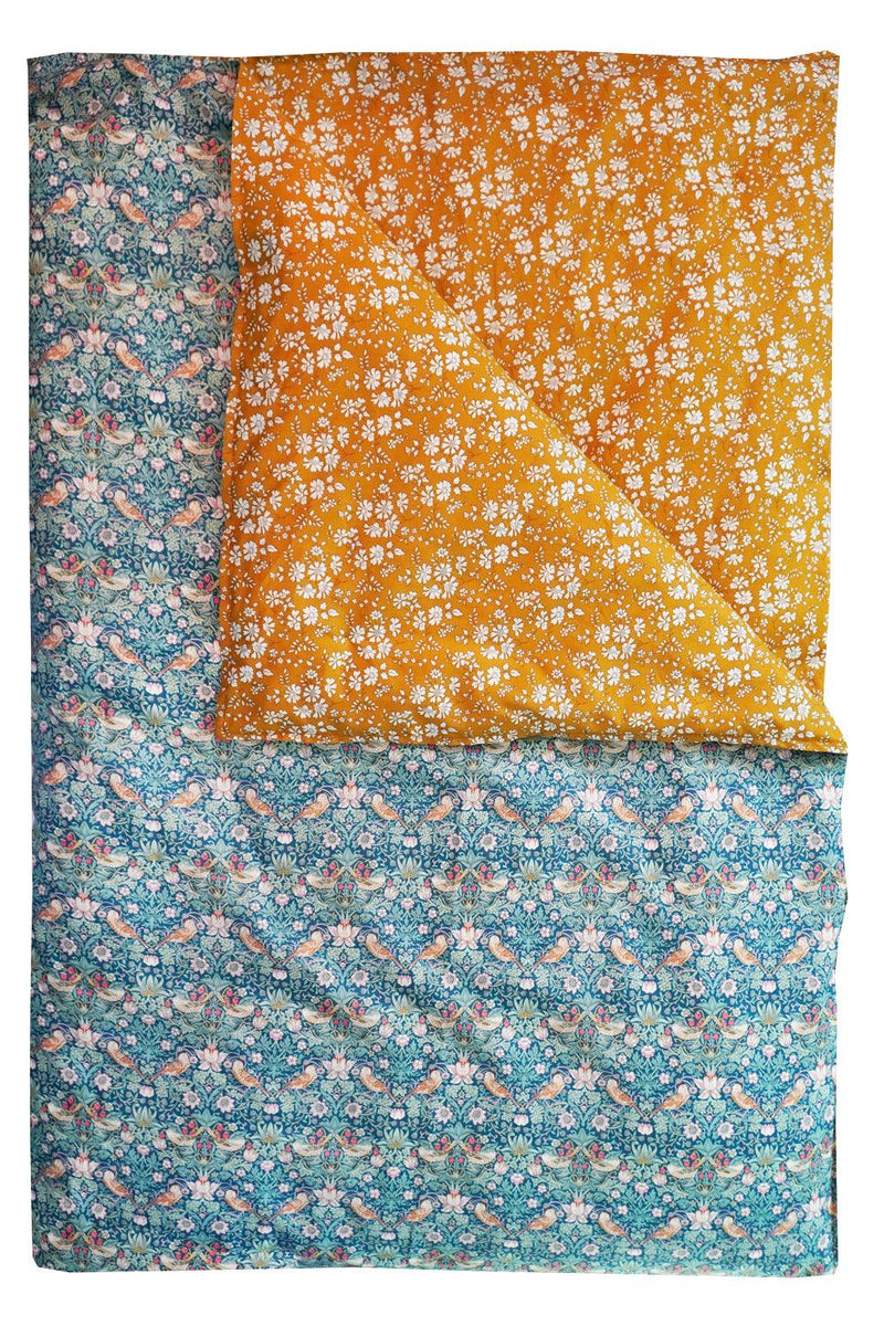 Reversible Heirloom Quilt made with Liberty Fabric STRAWBERRY THIEF & CAPEL MUSTARD - Coco & Wolf