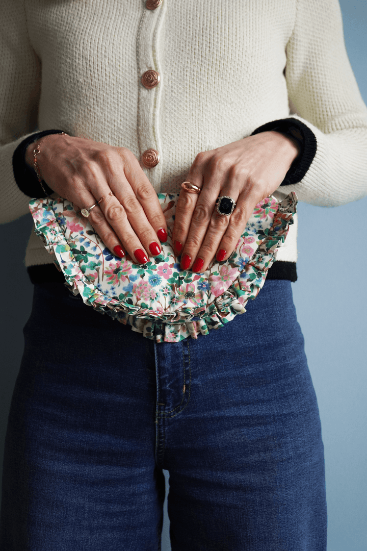 Ruffle Pouch made with Liberty Fabric DREAMS OF SUMMER