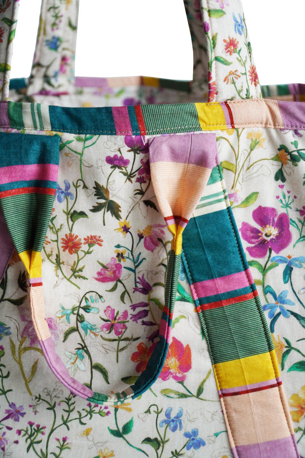 Large Tote Bag made with Liberty Fabric LINEN GARDEN & ARCHIVE SWATCH - Coco & Wolf