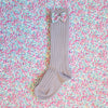 Lavender Knee High Socks with Bow made with Liberty Fabric WILTSHIRE BUD MAGENTA - Coco & Wolf