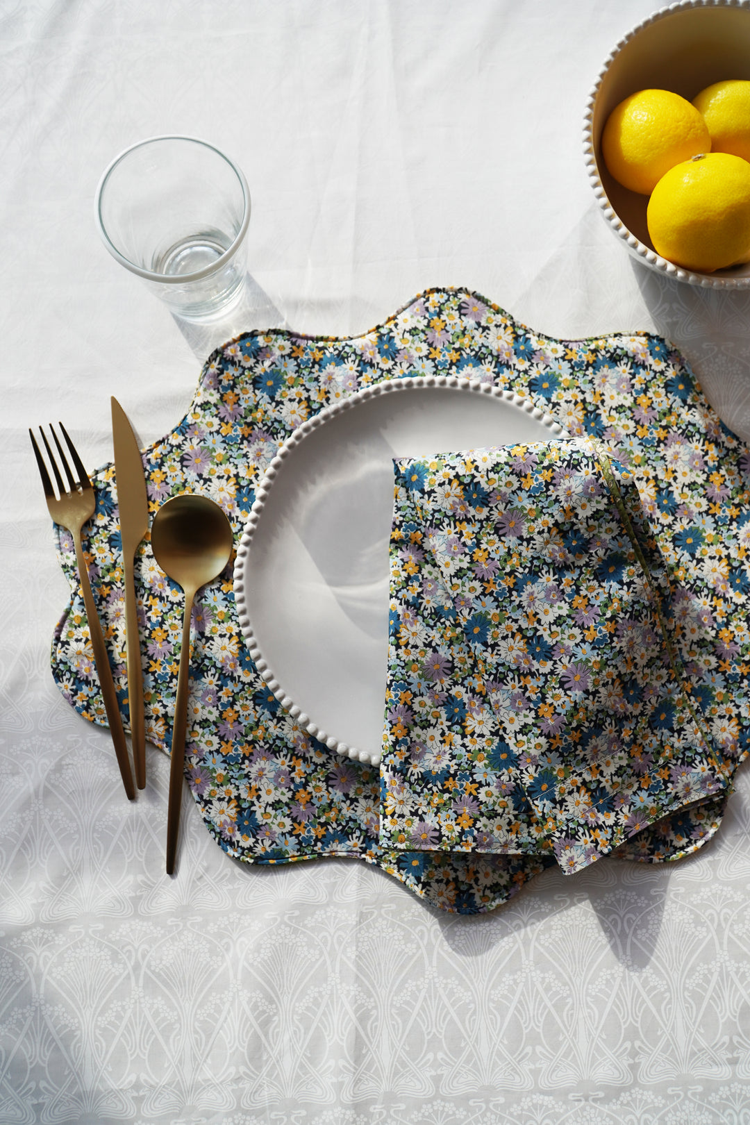 Reversible Stitch Napkin Set made with Liberty Fabric LIBBY & CAPEL PISTACHIO