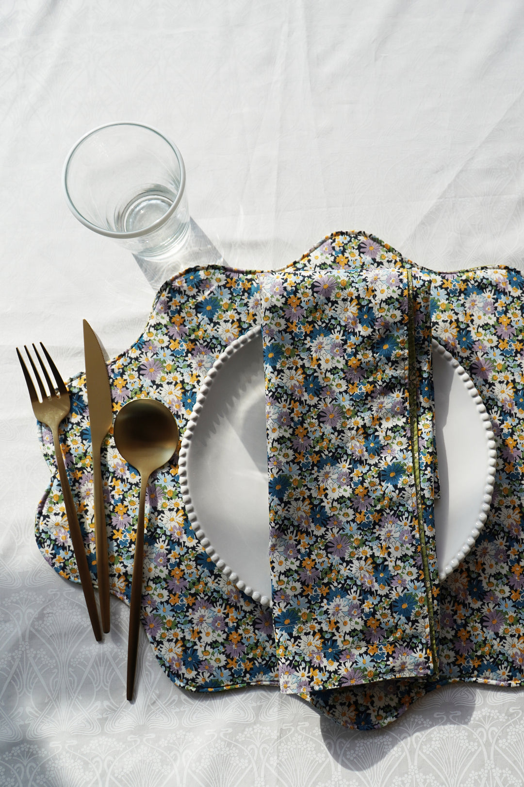 Reversible Wavy Placemat made with Liberty Fabric LIBBY & CAPEL PISTACHIO