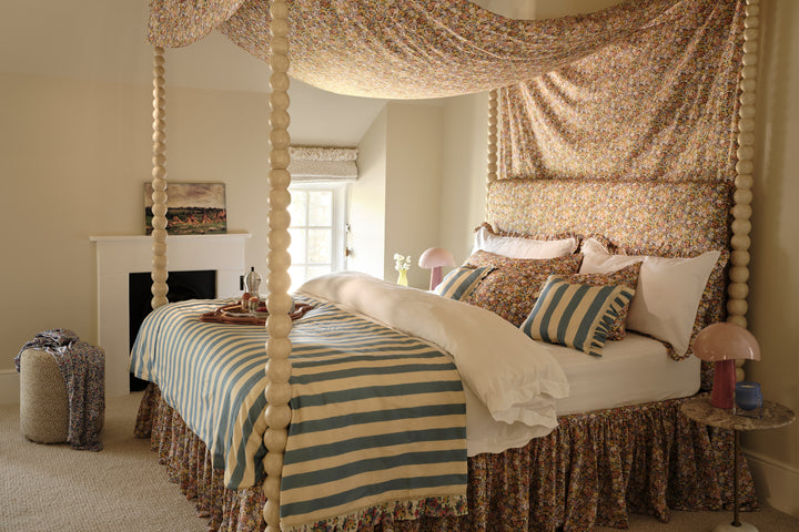 Bedskirt Valance made with Liberty Fabric THORPE YELLOW