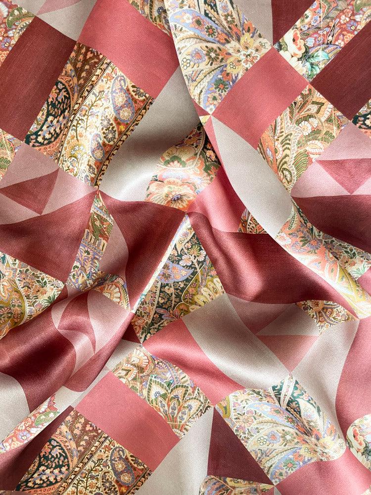 Liberty Fabric Belgravia Silk Satin EASTERN PATCHWORK - Coco & Wolf