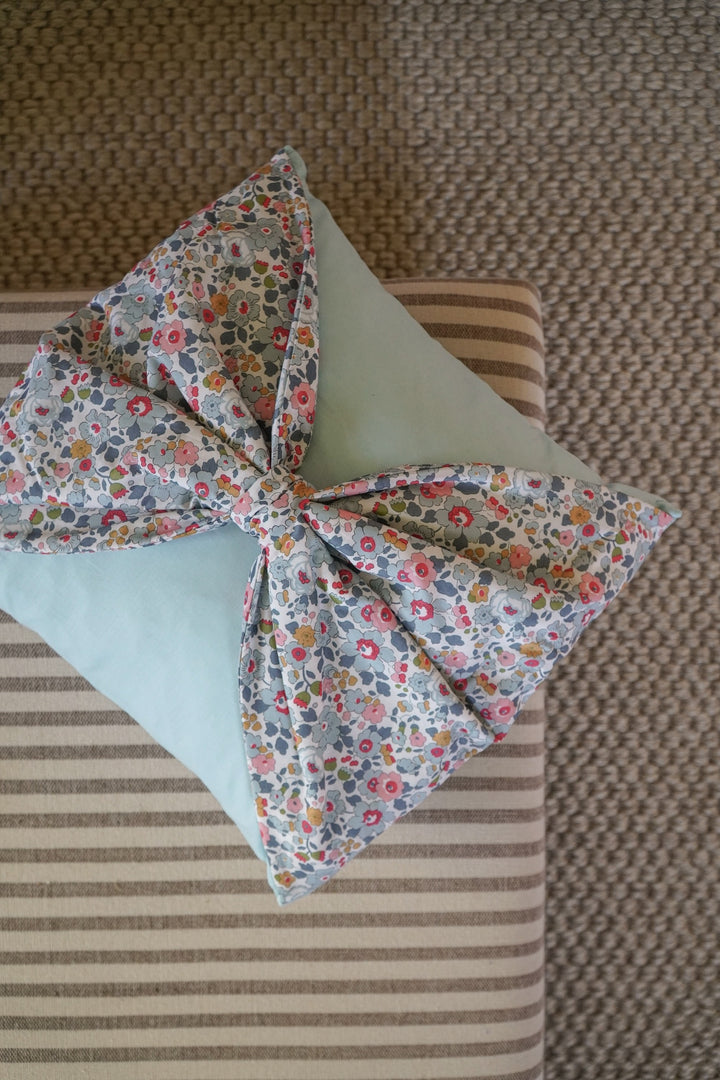 Big Bow Linen Cushion made with Liberty Fabric BETSY