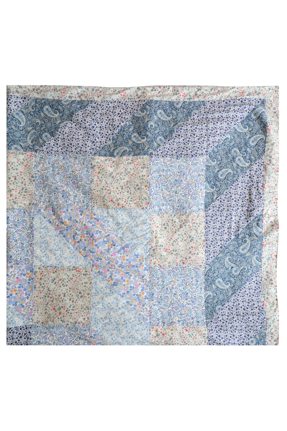 Handmade Liberty Fabric Patchwork Bedspread BLUE