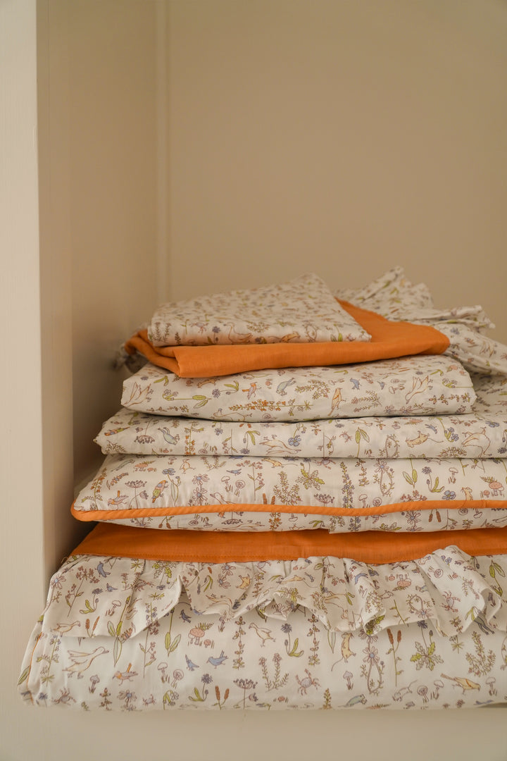 Fitted Sheet made with Liberty Fabric THEO GREEN