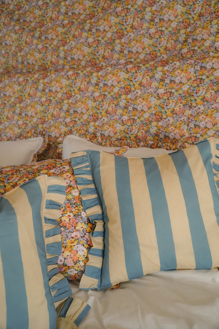 Frill Edge White Bedding made with Liberty Fabric THORPE YELLOW