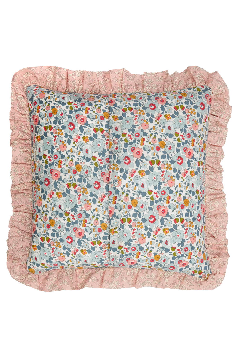 Double Ruffle Cushion made with Liberty Fabric BETSY