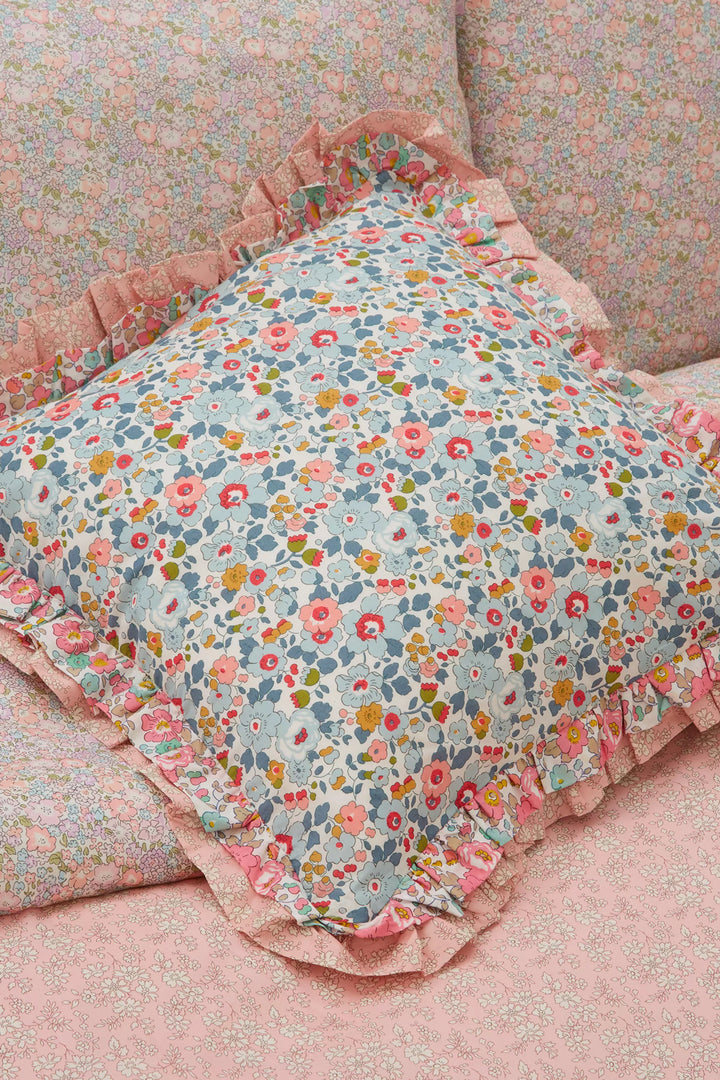 Double Ruffle Cushion made with Liberty Fabric BETSY